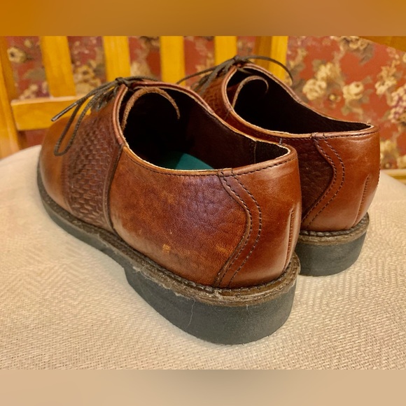 HS Trask Bozeman Montana Bronc brown leather emboss saddle oxfords shoes Sz 10.5 - Picture 7 of 10